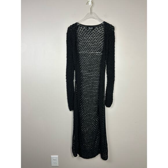 Ser.O.Ya Allison Crochet Button Down Maxi Cardigan Cover Up Black Beach XS S - Picture 3 of 8